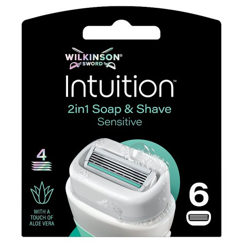Wilkinson Sword Intuition 2in1 Blades Sensitive Care 6's pack shot
