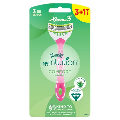Wilkinson Sword Intuition Xtreme 3 Comfort Disposable Razors 4's (3+1) pack shot