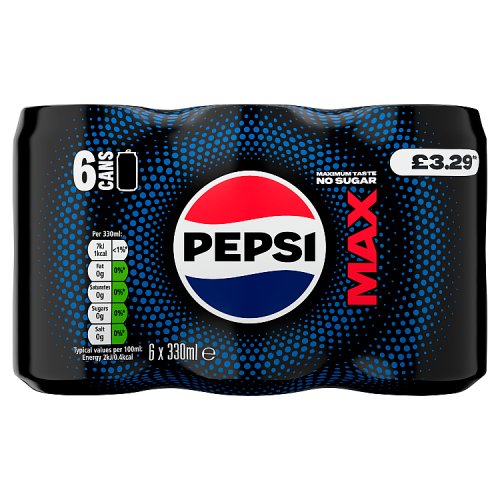 Pepsi Max 6pk (6 x 330ml) PMP pack shot