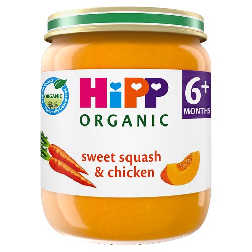 Hipp Organic Sweet Squash Chicken Baby Food Jar 6+ Months 125g - H1 pack shot