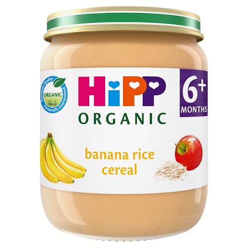 HiPP Organic Banana Rice Cereal Baby Food Jar 6+ Months 125g- H1 pack shot