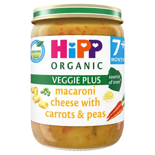 HiPP Organic Macaroni Cheese with Carrots and Peas Baby Food Jar 7+ Months 190g - H1 pack shot