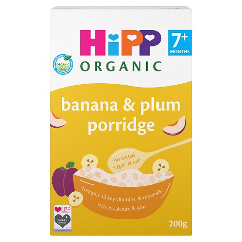 HiPP Organic Banana & Plum Porridge 7+ Months 200g pack shot