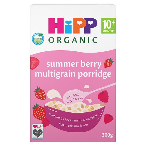HiPP Organic Summer Berry Multigrain Porridge 10+ Months 200g pack shot