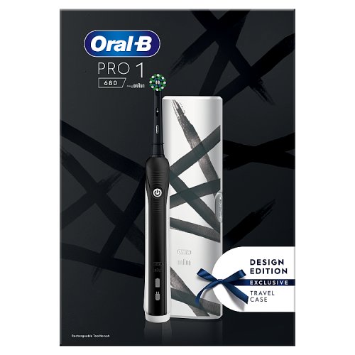 Oral B Pro 1 680 Striking Design Cross Action Black Electric Toothbrush pack shot