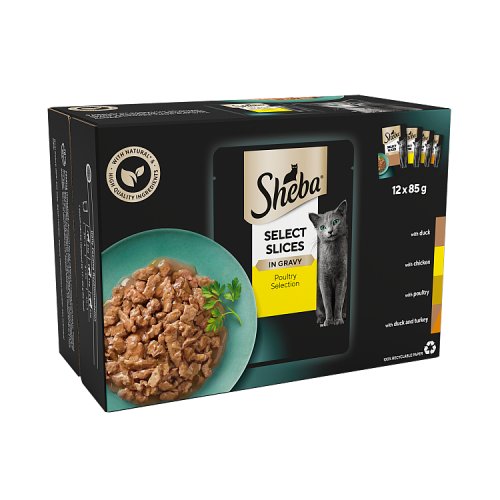 Sheba Select Slices Cat Pouches Poultry Collection In Gravy (12 x 85g) pack shot