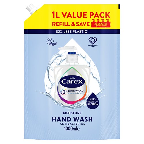 Carex Handwash DOY Eco Refill 1Ltr Moisture pack shot