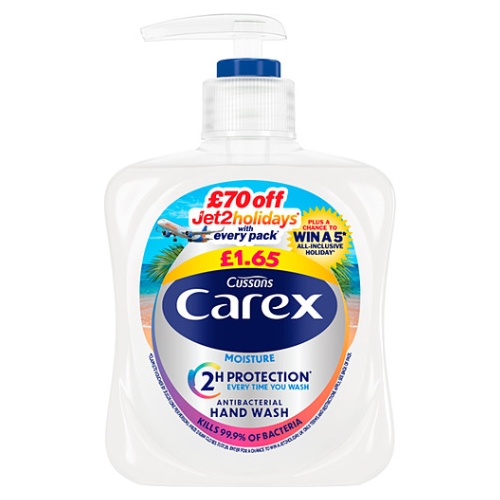 Carex Handwash Moisture 6x250ml PMP £1.65 pack shot