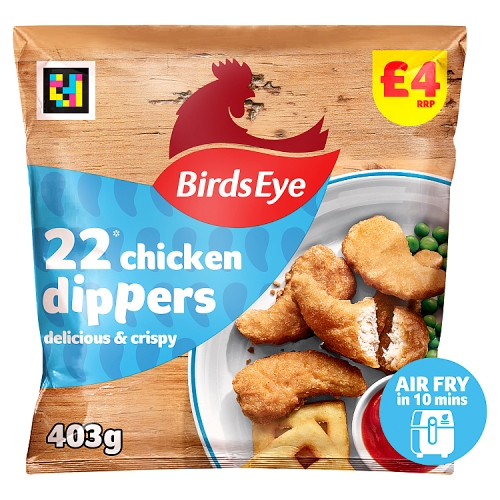 Birds Eye 22 Crispy Chicken Dippers 403g PMP pack shot