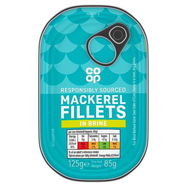 Co Op Mackerel Fillets in Brine 125g pack shot