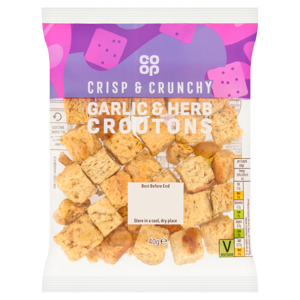 Co Op Garlic & Herb Croutons 40g pack shot