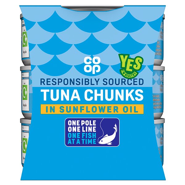 Co Op Tuna Chunks in Sunflower Oil 3pk (3 x 145g) pack shot