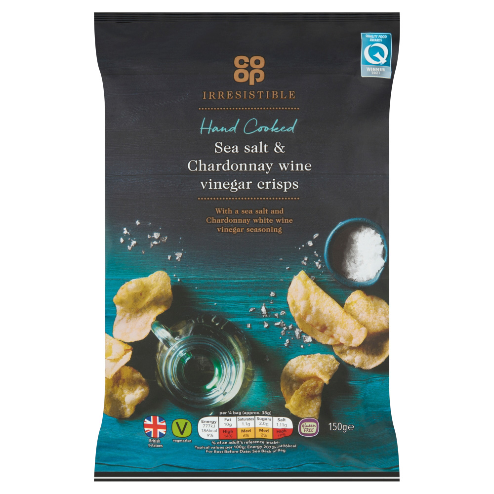 Co Op Irresistible Sea Salt & Vinegar Crisps 150g pack shot