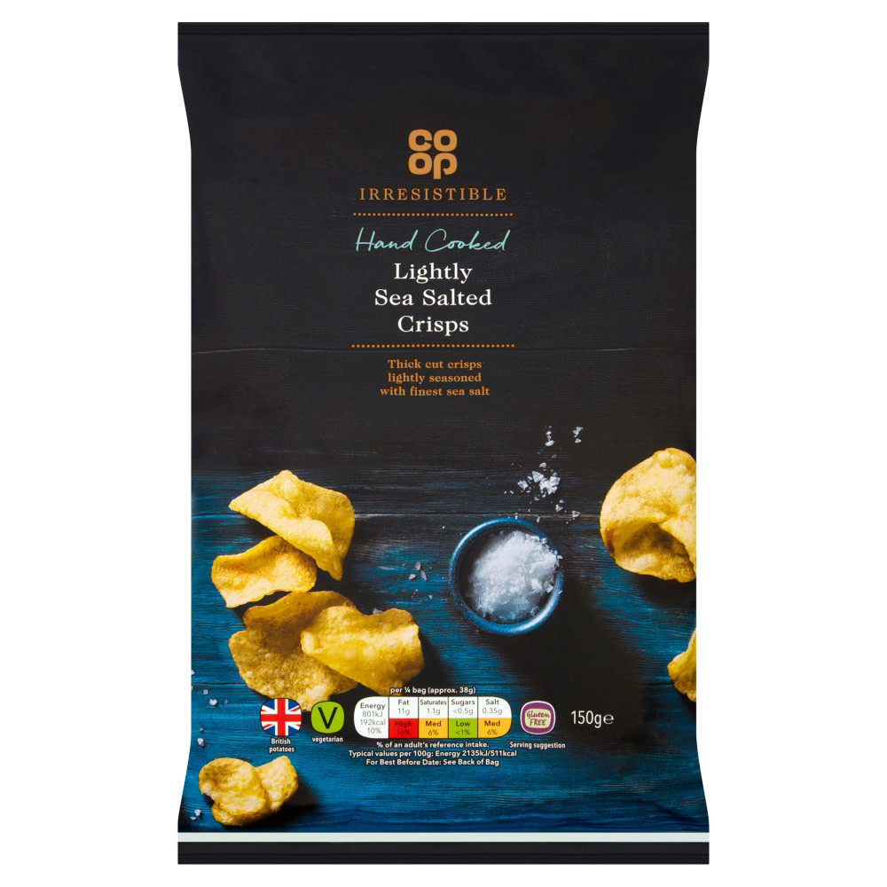 Co Op Irresistible Lightly Salted Crisps 150g pack shot