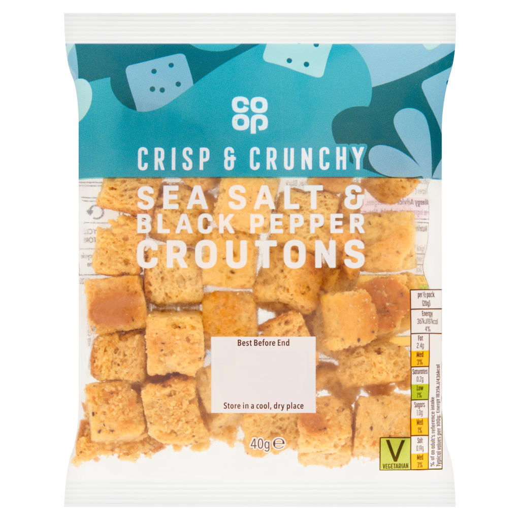 Co Op Sea Salt & Black Pepper Croutons 40g pack shot