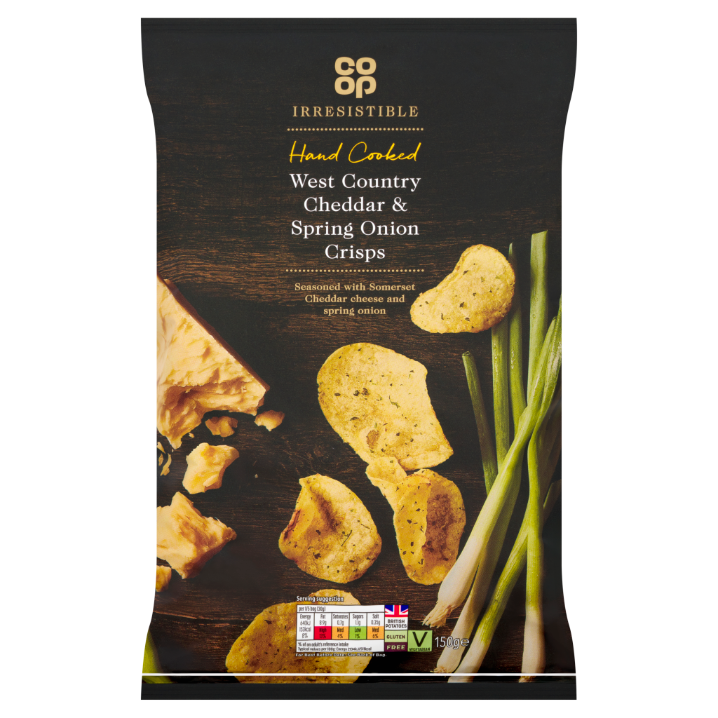 Co Op Irresistible West Country Cheddar & Spring Onion 150g pack shot