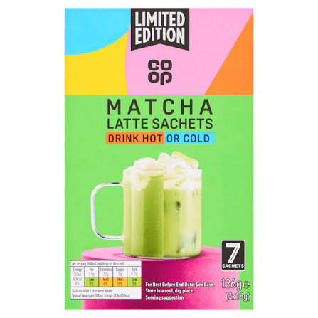 Co Op Limited Edition Matcha Latte Sachets 7pk (7 x 18g) pack shot