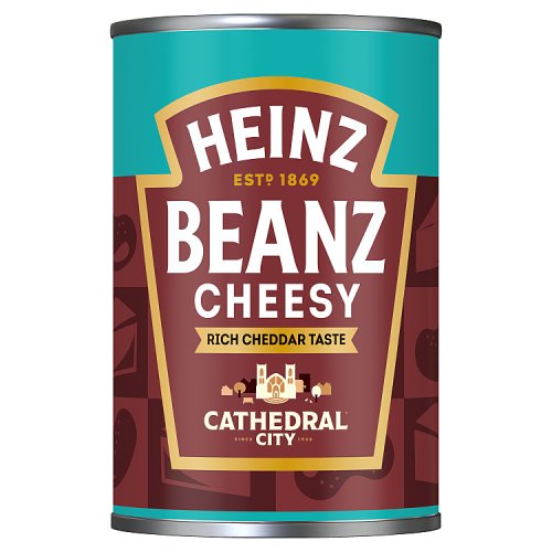 Heinz Baked Beans Cheesy 390g pack shot