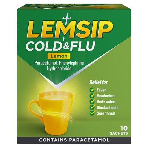 Lemsip Max Cold Flu Lemon 10s pack shot