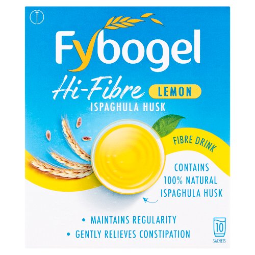 Fybogel Hi Fibre Constipation Relief Sachets Lemon 10's pack shot