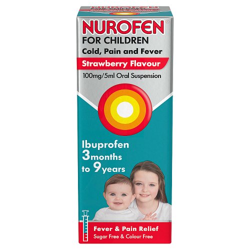 Nurofen Children Cold, Pain & Fever Strawberry 100ml pack shot