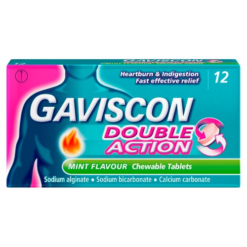Gaviscon Double Action Tabs Heartburn Indigestion Mint 12s pack shot