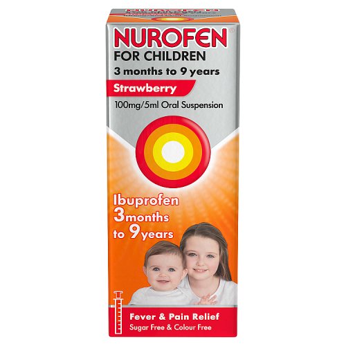 Nurofen Children Fever & Pain Relief Strawberry 100ml pack shot