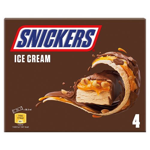 Snickers Ice Cream Bars 4pk pack shot