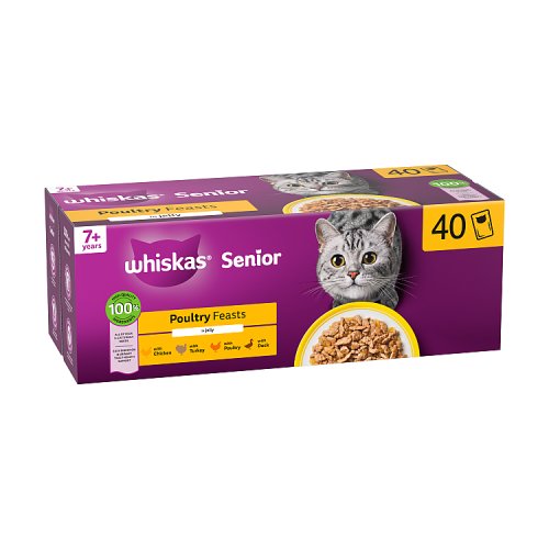 Whiskas 7+ Poultry Pouch Selection in Jelly 40pk (40 x 85g) pack shot