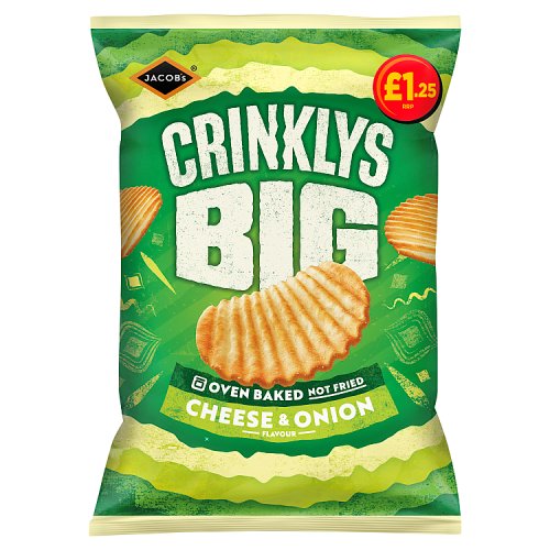 Jacobs Big Crinklys Cheese & Onion PM £1.25 90g pack shot