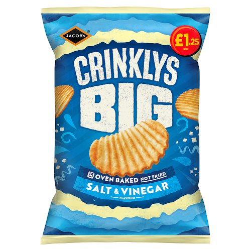 Jacobs Big Crinklys Salt & Vinegar PM £1.25 90g pack shot