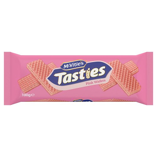 Tasties Pink Wafer 100g pack shot