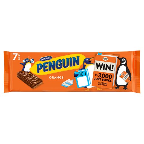 McVities Penguin Orange Biscuit Bars 7 x 18.3g pack shot