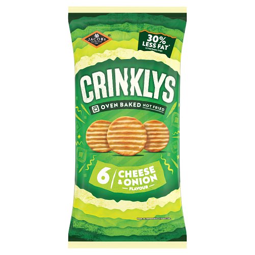 Jacobs Mini Cheddars Crinkleys Cheese & Onion 6pk (6 x 23g) pack shot