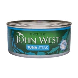 John West Tuna Steak Brine 160g pack shot