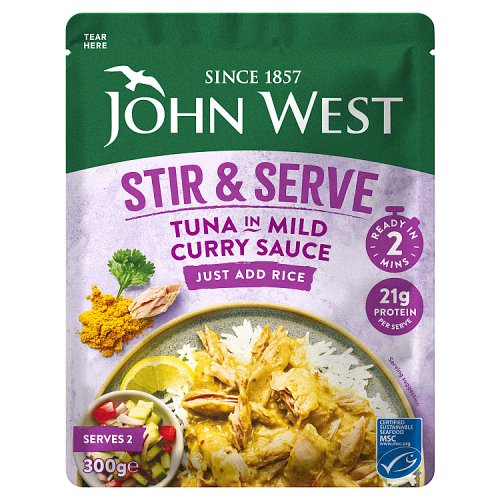 John West Tuna Stir & Serve Mild Curry 300g pack shot