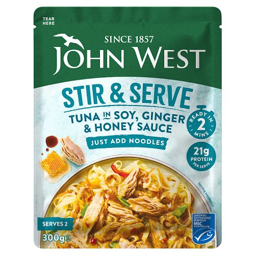 John West Tuna Stir & Serve Soy & Ginger 300g pack shot