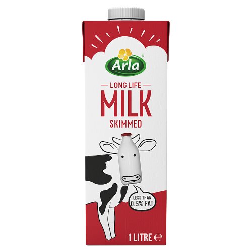 Arla UHT Milk Skimmed 1Ltr pack shot