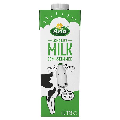 Arla UHT Milk Semi Skimmed 1Ltr pack shot
