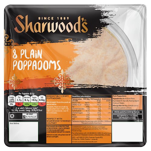 Sharwoods Poppadoms 72g pack shot