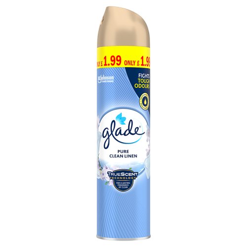 Glade Truscent Aerosol Clean Linen 300ml PMP 1.99 pack shot