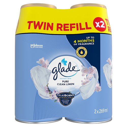 Glade Double Autospray Refill 2x269ml Clean Linen pack shot