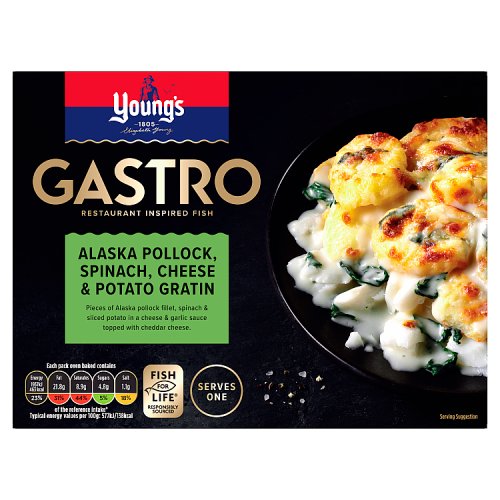 YOUNGS GASTRO POLLOCK SPINACH CHEESE & POTATO GRATIN pack shot