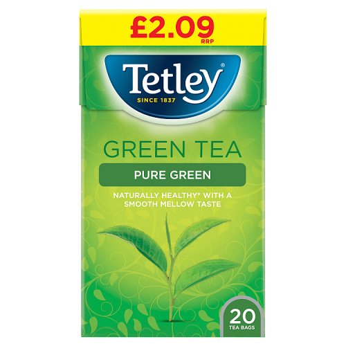 Tetley Green Tea & Lemon PM £2.09 20s 40g pack shot