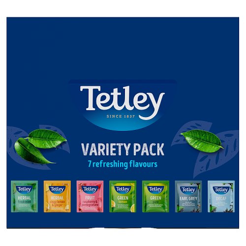 Tetley Tea Bags Variety Pack Envelopes 7 Flavours 90's pack shot