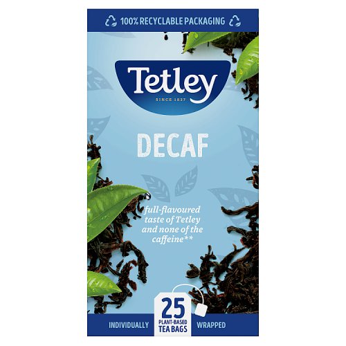 Tetley Tea Bags Envelopes Decaf 25's pack shot