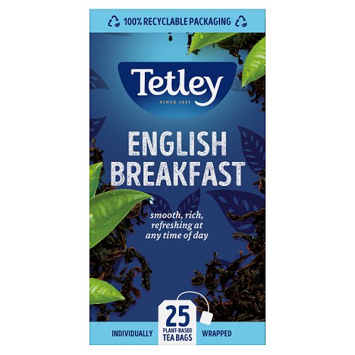 Tetley Tea Bags Envelopes English Breakfast 25's pack shot