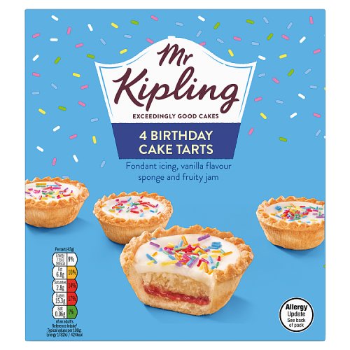 MR KIPLING BIRTHDAY CAKE TARTS 4PK pack shot
