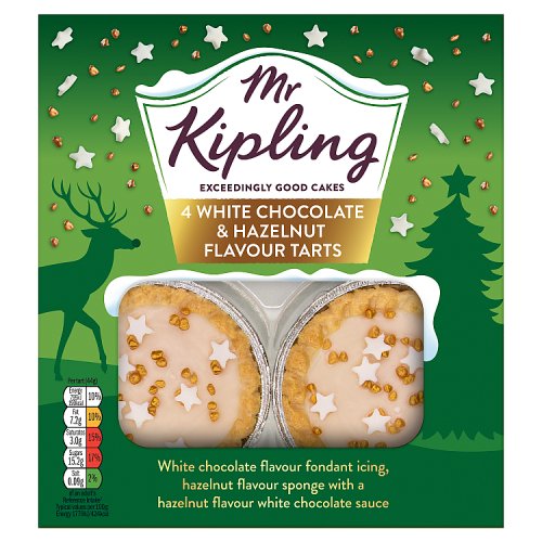 MR KIPLING HAZELNUT & WHITE CHOCOLATE TART 4PK pack shot