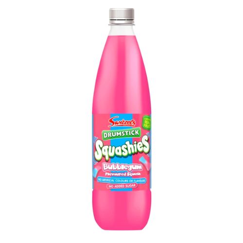 Swizzels Squashies Bubblegum No Added Sugar Squash 1ltr pack shot